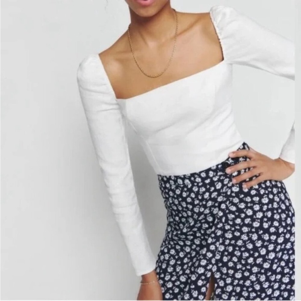 Reformation white Khloe linen top